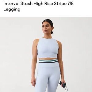 Athleta Light Blue High Rise Stripe Leggings